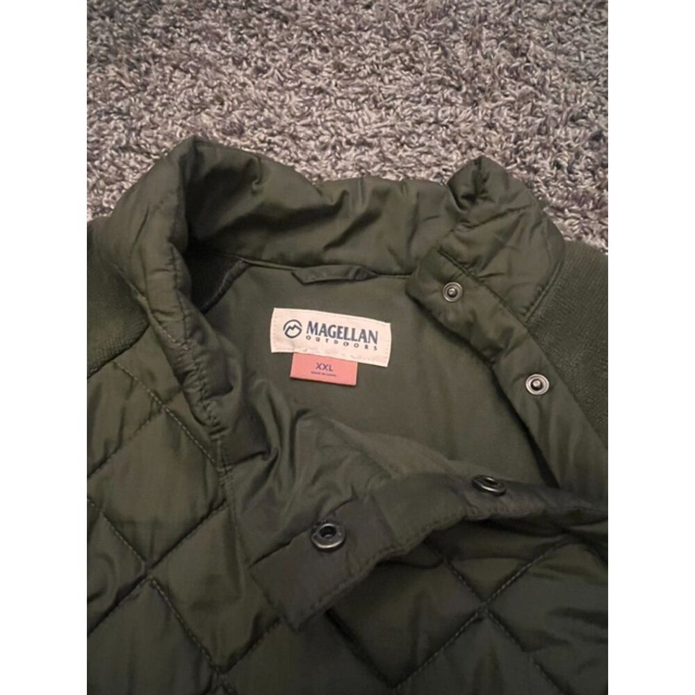 Magellan Outdoors Olive Green Quilted Fleece Snap Pullover Sweatshirt Size XXL